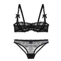Sexy transparent lace lingerie bra and panty set - Your Goods Central