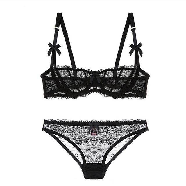 Sexy transparent lace lingerie bra and panty set - Your Goods Central