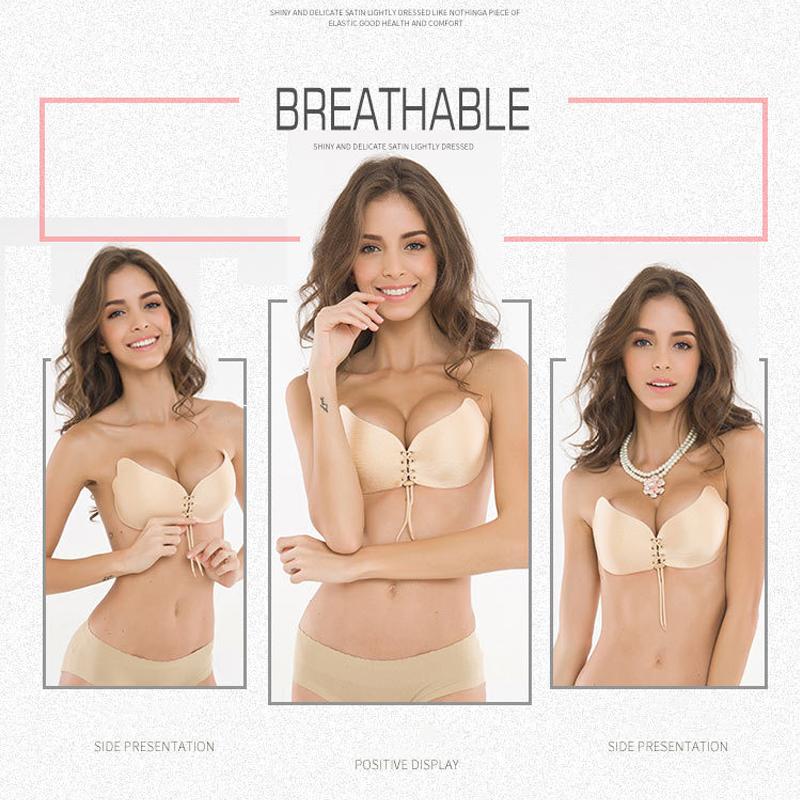 Lace up Spandex Self-Adhesive Strapless Invisible Bra - Your Goods Central