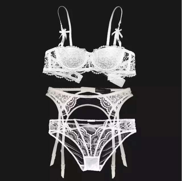 Sexy embroidery lingerie set/bra and panty with garter - Your Goods Central