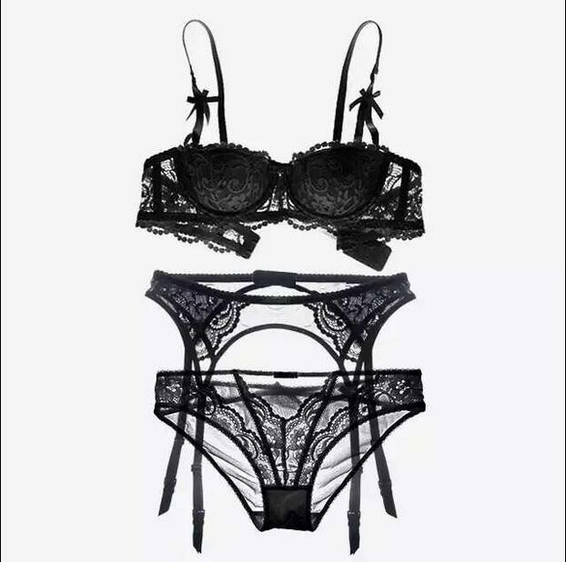 Sexy embroidery lingerie set/bra and panty with garter - Your Goods Central