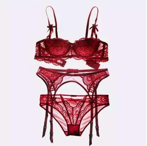 Sexy embroidery lingerie set/bra and panty with garter - Your Goods Central