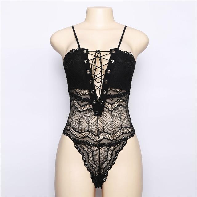 Deep V Lace Bodysuit - Your Goods Central