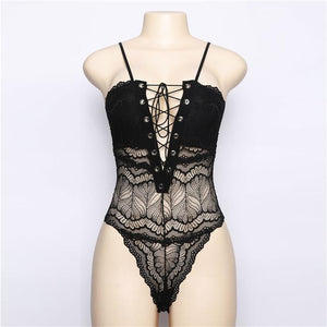 Deep V Lace Bodysuit - Your Goods Central